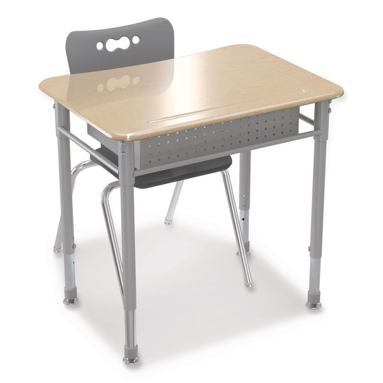 Astute Hard Plastic Desk, 26" x 19.3" x 23.1" to 33.1", Fusion Maple, 2/Carton