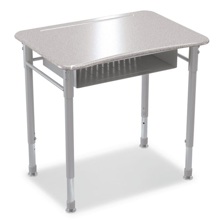 Astute Hard Plastic Desk, 26" x 19.3" x 23.1" to 33.1", Gray Nebula, 2/Carton