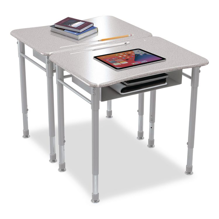 Astute Hard Plastic Desk, 26" x 19.3" x 23.1" to 33.1", Gray Nebula, 2/Carton