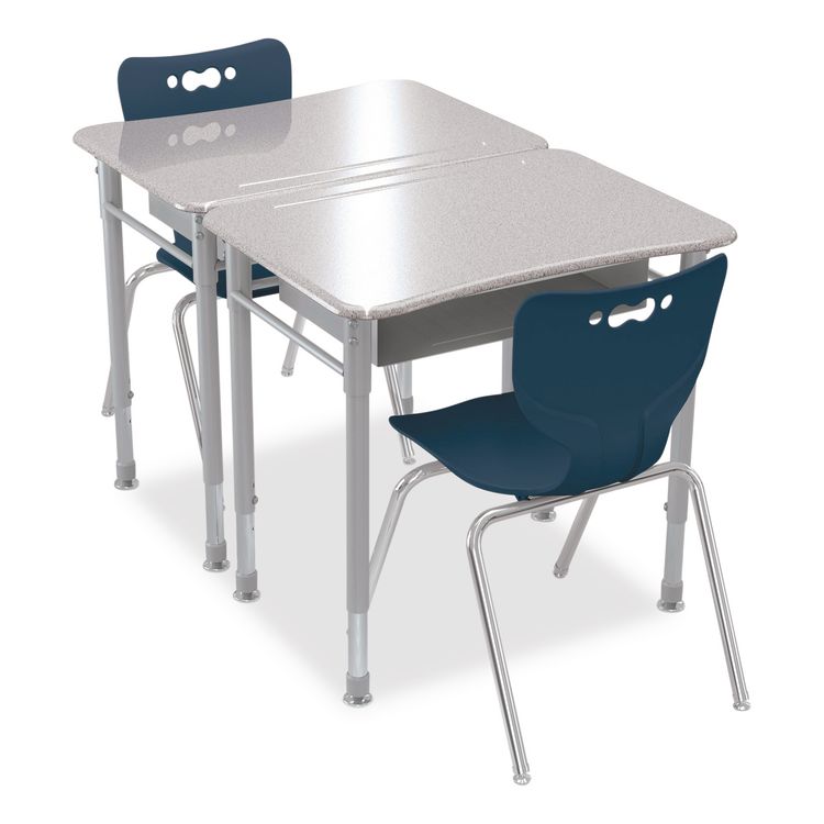Astute Hard Plastic Desk, 26" x 19.3" x 23.1" to 33.1", Gray Nebula, 2/Carton