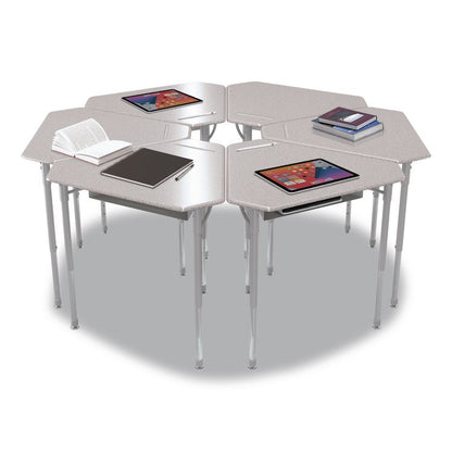 Astute Hard Plastic Desk, 33.8" x 29.8" x 23.1" to 33.1", Gray Nebula, 2/Carton