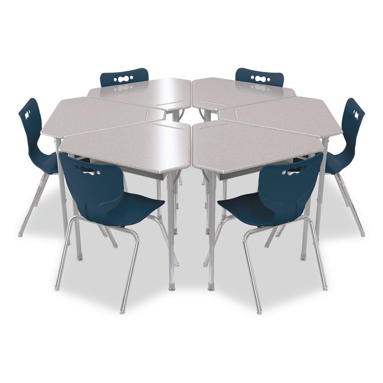 Astute Hard Plastic Desk, 33.8" x 29.8" x 23.1" to 33.1", Gray Nebula, 2/Carton