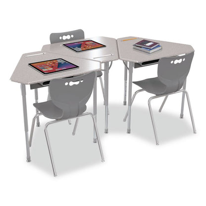 Astute Hard Plastic Desk, 33.8" x 29.8" x 23.1" to 33.1", Gray Nebula, 2/Carton