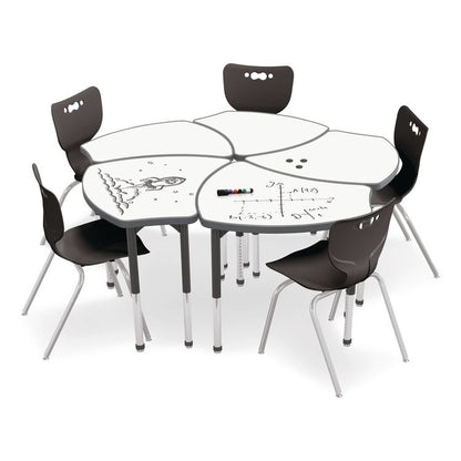 Hierarchy Shapes Desk, 30" x 25.8" x 18" to 29", White Dry Erase/Black Legs, Ships in Two Boxes (Worksurface and Legs)