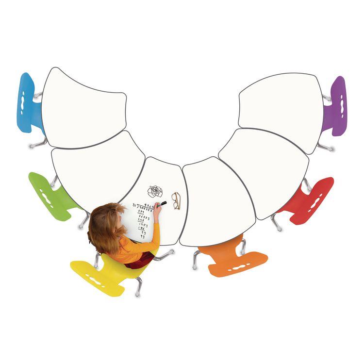Hierarchy Shapes Desk, 30" x 25.8" x 18" to 29", White Dry Erase/Platinum Legs, Ships in Two Boxes (Worksurface and Legs)