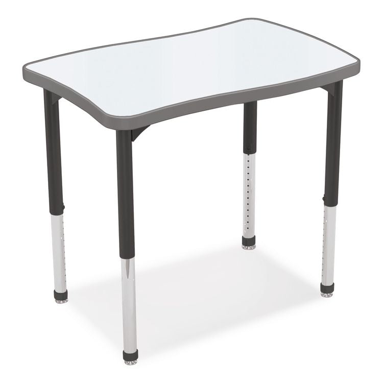 Hierarchy Creator Rectangle Desk, 32.1" x 21.4" x 18" to 29", White Dry Erase/Black Legs,Ships in Two Boxes(Worksurface/Legs)