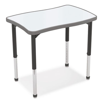 Hierarchy Creator Rectangle Desk, 32.1" x 21.4" x 18" to 29", White Dry Erase/Black Legs,Ships in Two Boxes(Worksurface/Legs)