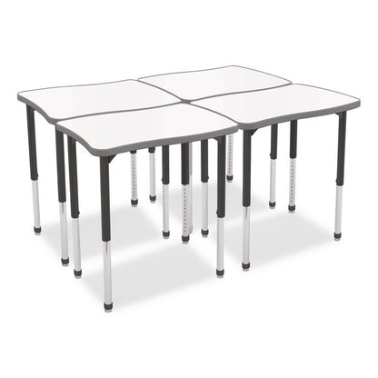 Hierarchy Creator Rectangle Desk, 32.1" x 21.4" x 18" to 29", White Dry Erase/Black Legs,Ships in Two Boxes(Worksurface/Legs)