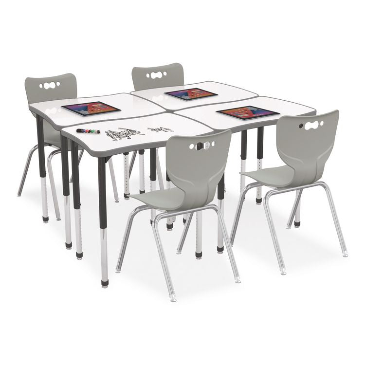 Hierarchy Creator Rectangle Desk, 32.1" x 21.4" x 18" to 29", White Dry Erase/Black Legs,Ships in Two Boxes(Worksurface/Legs)