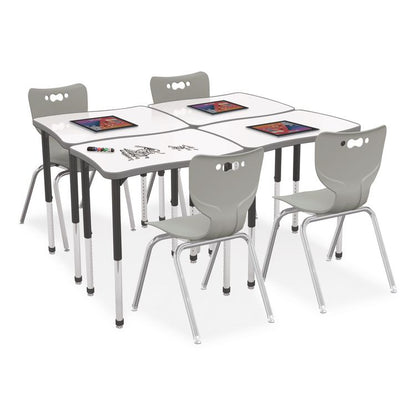 Hierarchy Creator Rectangle Desk, 32.1" x 21.4" x 18" to 29", White Dry Erase/Black Legs,Ships in Two Boxes(Worksurface/Legs)