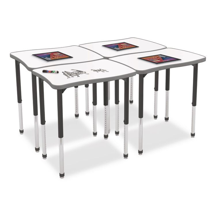 Hierarchy Creator Rectangle Desk, 32.1" x 21.4" x 18" to 29", White Dry Erase/Black Legs,Ships in Two Boxes(Worksurface/Legs)