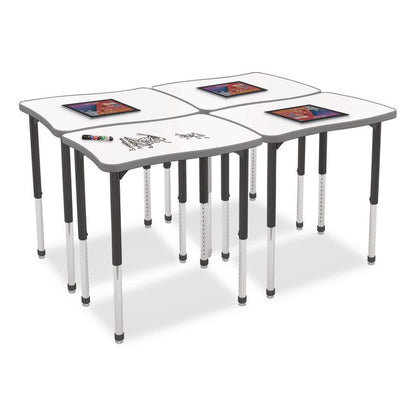 Hierarchy Creator Rectangle Desk, 32.1" x 21.4" x 18" to 29", White Dry Erase/Black Legs,Ships in Two Boxes(Worksurface/Legs)