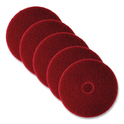 Low-Speed Buffer Floor Pads 5100, 12" Diameter, Red, 5/Carton
