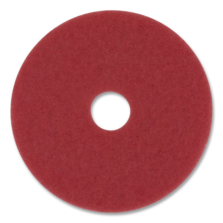 Low-Speed Buffer 5100 Floor Pads, 15" Diameter, Red, 5/Carton