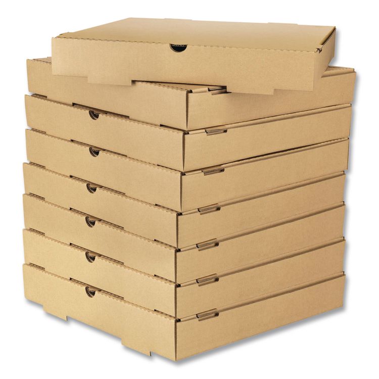 Corrugated Pizza Box, 14 x 14 x 2, Kraft, Cardboard, 50/Carton