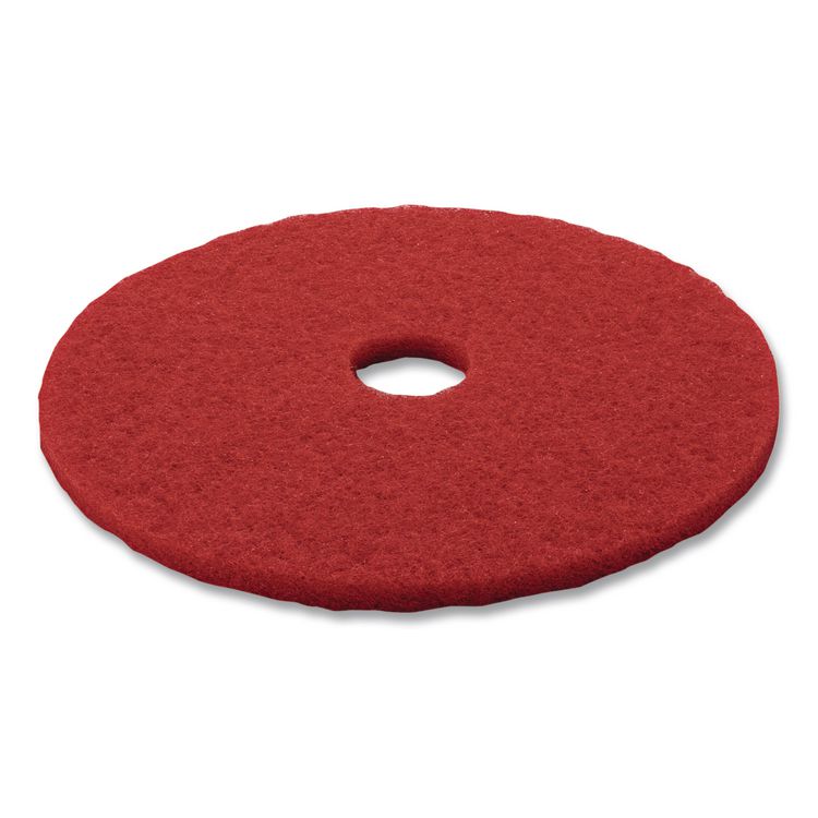 Low-Speed Buffer 5100 Floor Pads, 15" Diameter, Red, 5/Carton
