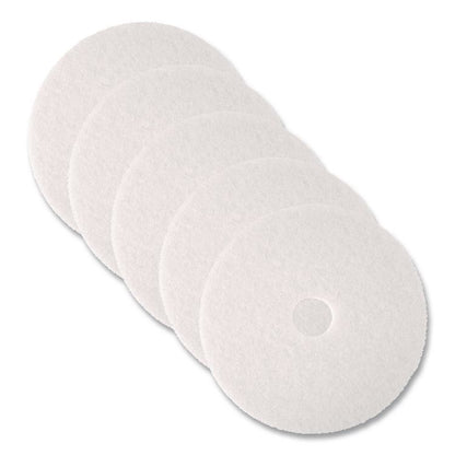 Low-Speed Super Polishing Floor Pads 4100, 12" Diameter, White, 5/Carton