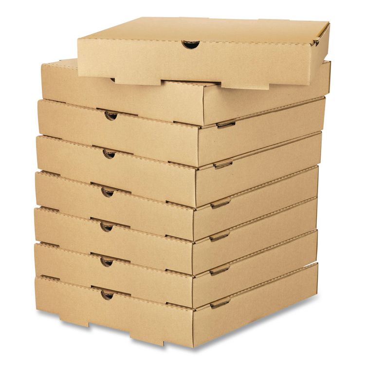 Corrugated Pizza Box, 12 x 12 x 2, Kraft, Cardboard, 50/Carton
