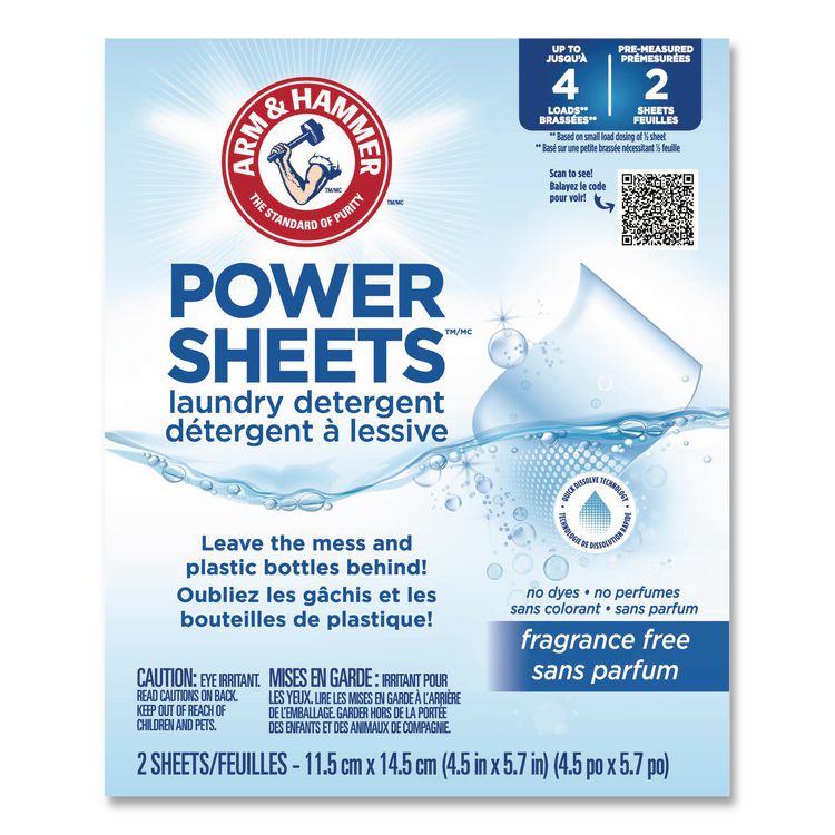 Laundry Detergent Sheets, Fragrance-Free, 2/Pack, 115 Packs/Carton