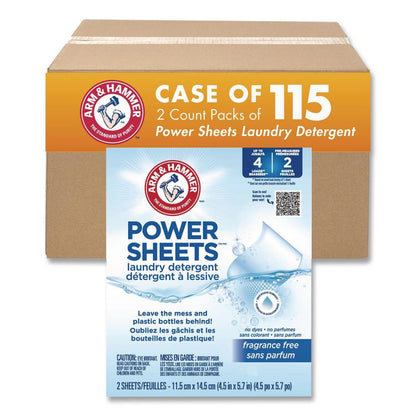 Laundry Detergent Sheets, Fragrance-Free, 2/Pack, 115 Packs/Carton