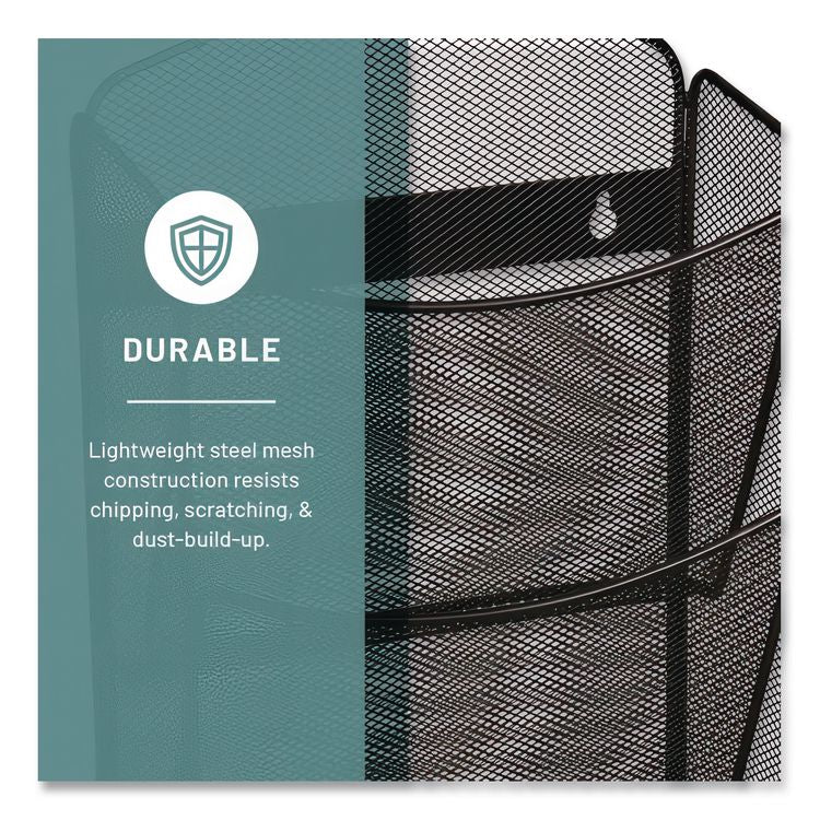 Onyx Mesh Literature Rack, Ten Compartments, 10.25w x 3.5d x 50.75h, Black
