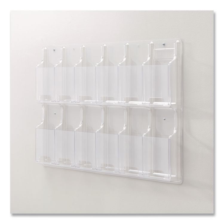 Reveal Clear Literature Displays, 12 Compartments, 30w x 2d x 20.25h, Clear