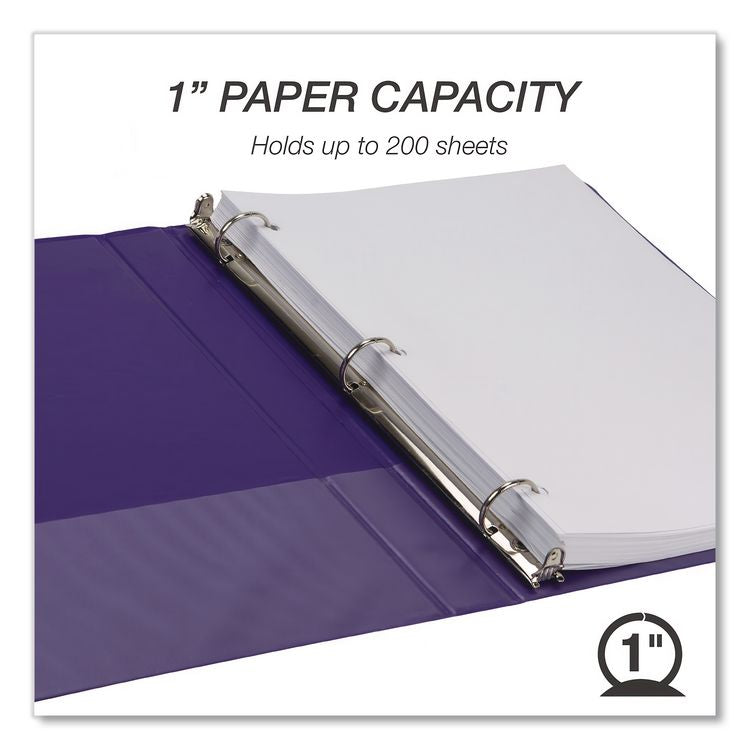 Earth's Choice Plant-Based Durable Fashion View Binder, 3 Rings, 1" Capacity, 11 x 8.5, Purple, 2/Pack