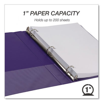 Earth's Choice Plant-Based Durable Fashion View Binder, 3 Rings, 1" Capacity, 11 x 8.5, Purple, 2/Pack