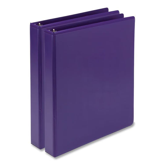Earth's Choice Plant-Based Durable Fashion View Binder, 3 Rings, 1" Capacity, 11 x 8.5, Purple, 2/Pack