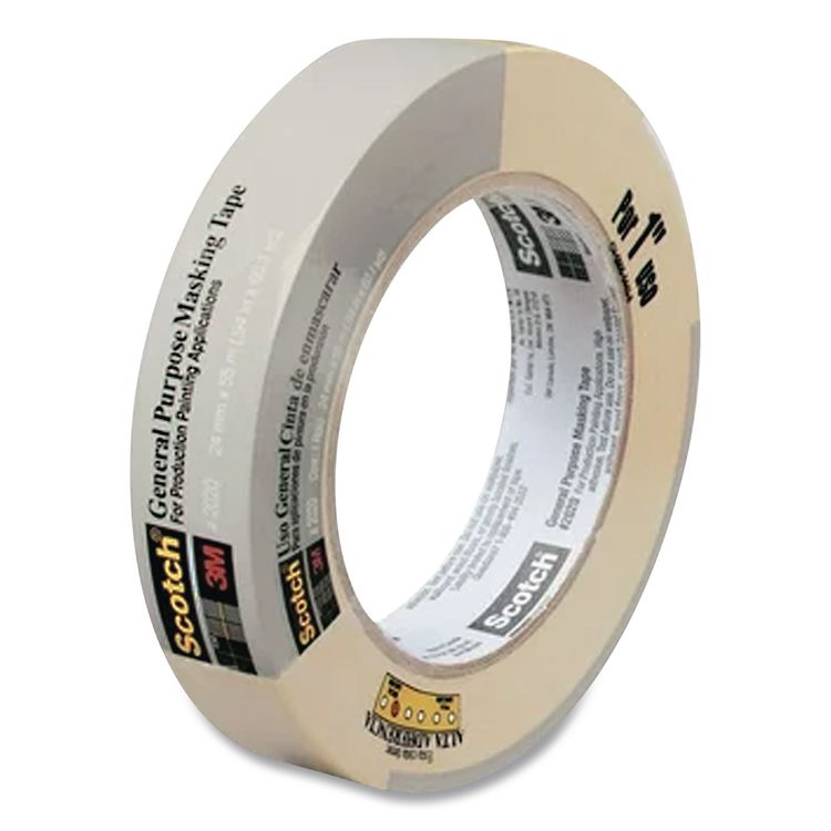 High-Performance Masking Tape 232, 3" Core, 24 mm x 55 m, Tan