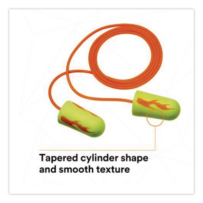 E-A-Rsoft Yellow Neon Blasts Soft Foam Earplugs, Corded, 33 dB NRR, One Size Fits Most, Yellow/Orange Bullet Plugs, 200/Box