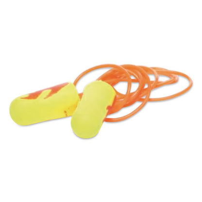 E-A-Rsoft Yellow Neon Blasts Soft Foam Earplugs, Corded, 33 dB NRR, One Size Fits Most, Yellow/Orange Bullet Plugs, 200/Box
