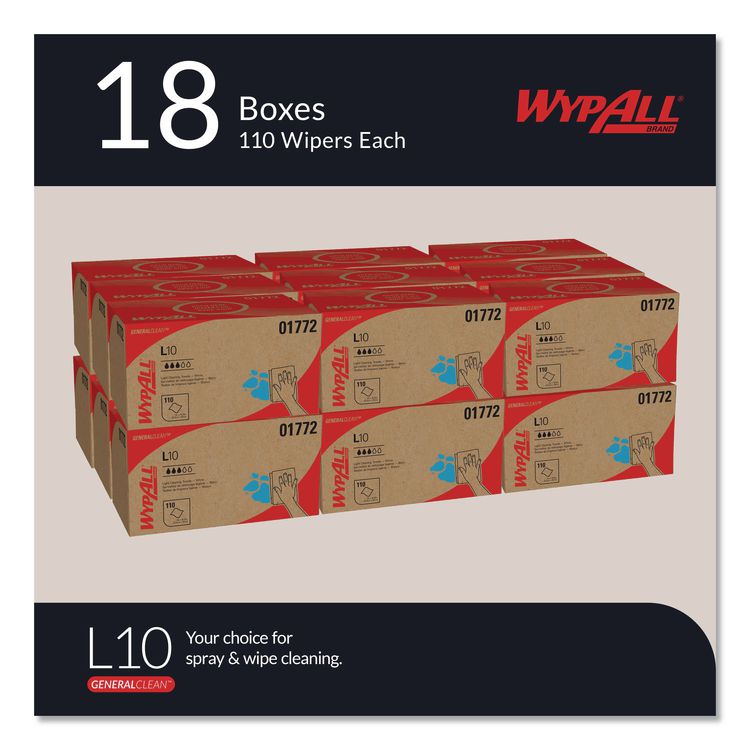 L10 SANI-PREP Dairy Towels, POP-UP Box, 1-Ply,  9 x 10.5, White, 110/Pack, 18 Packs/Carton