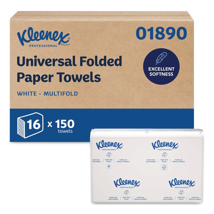 Multi-Fold Paper Towels, 1-Ply, 9.2 x 9.4, White, 150/Pack, 16 Packs/Carton