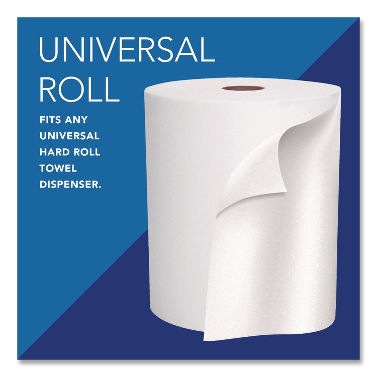 Essential High Capacity Hard Roll Towels for Business, Absorbency Pockets, 1-Ply, 8" x 950 ft, 1.75" Core, White, 6 Rolls/CT