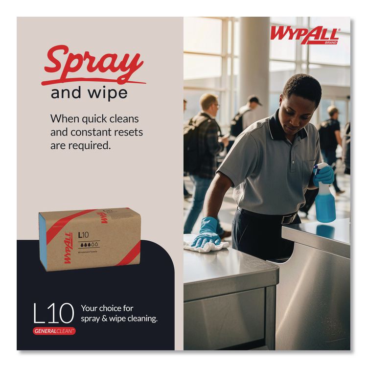 L10 Windshield Towels, Banded, 2-Ply, 9.38 x 10.25, Light Blue, 140/Pack, 16 Packs/Carton