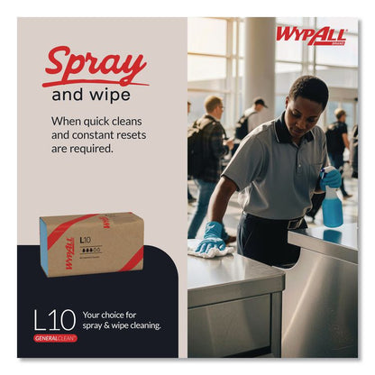 L10 Windshield Towels, Banded, 2-Ply, 9.38 x 10.25, Light Blue, 140/Pack, 16 Packs/Carton
