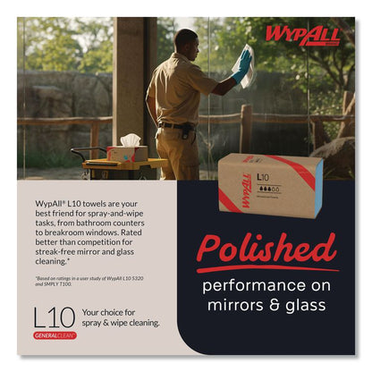 L10 Windshield Towels, Banded, 2-Ply, 9.38 x 10.25, Light Blue, 140/Pack, 16 Packs/Carton