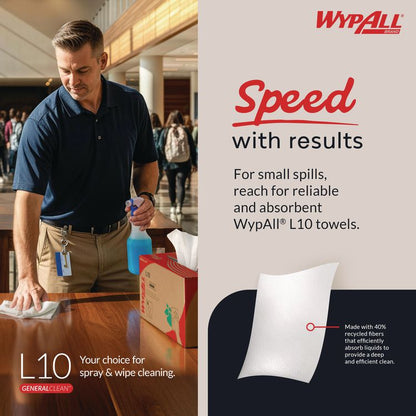 L10 Windshield Towels, 1-Ply, 9.1 x 10.25, Light Blue, 224/Pack, 10 Packs/Carton