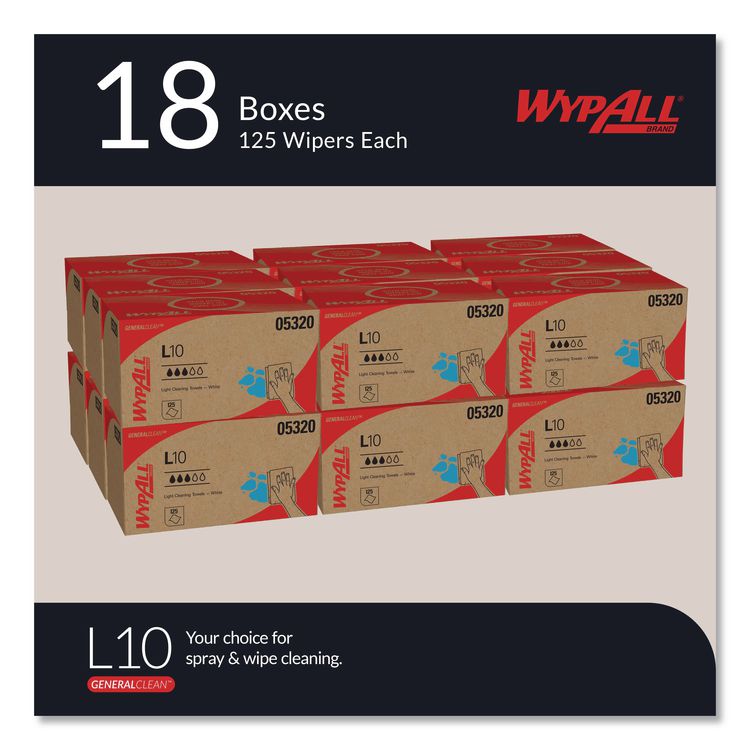 L10 Towels, POP-UP Box, 1-Ply, 9 x 10.5, White, 125/Box, 18 Boxes/Carton
