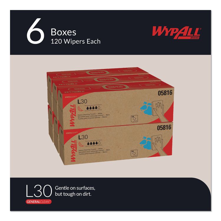 L30 Towels, POP-UP Box, 9.8 x 16.4, White, 120/Box, 6 Boxes/Carton