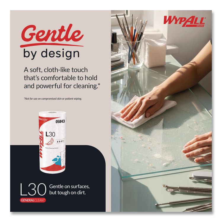 L30 Towels, 11 x 10.4, White, 70 Sheets/Roll