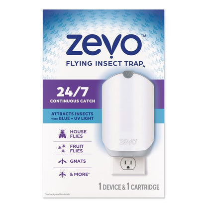 Flying Insect Indoor Fly Trap, 1 Plug-In Base, 1 Refill Cartridge, 4/Carton