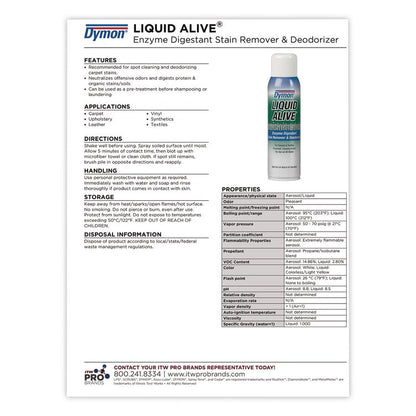 LIQUID ALIVE Enzyme Digestant Carpet and Textile Cleaner/Deodorizer, 18 oz Aerosol Spray, 12/Carton