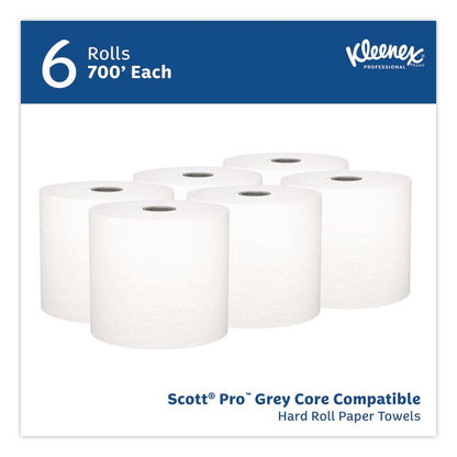 Hard Roll Paper Towels with Premium Absorbency Pockets with Colored Core, Gray Core, 1-Ply, 7.5" x 700 ft, White, 6 Rolls/CT