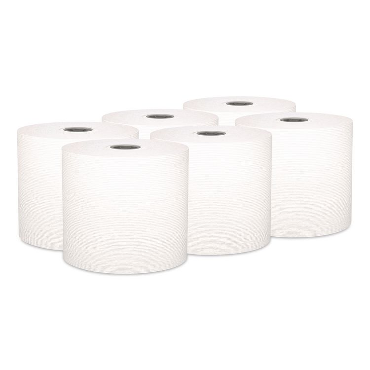 Hard Roll Paper Towels with Premium Absorbency Pockets with Colored Core, Gray Core, 1-Ply, 7.5" x 700 ft, White, 6 Rolls/CT