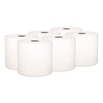 Hard Roll Paper Towels with Premium Absorbency Pockets with Colored Core, Gray Core, 1-Ply, 7.5" x 700 ft, White, 6 Rolls/CT