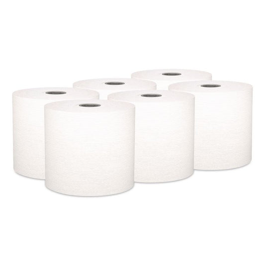 Hard Roll Paper Towels with Premium Absorbency Pockets with Colored Core, Gray Core, 1-Ply, 7.5" x 700 ft, White, 6 Rolls/CT