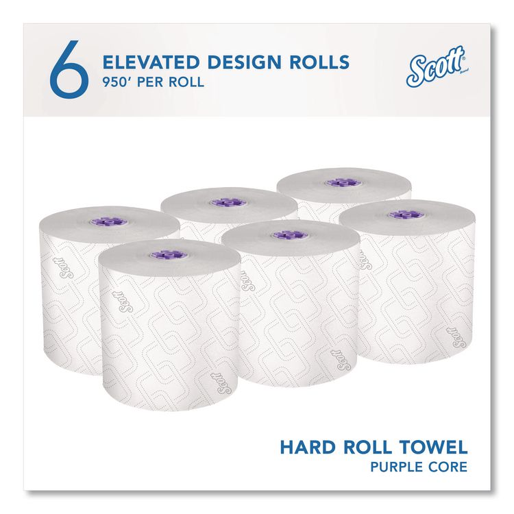 Essential High Capacity Hard Roll Towel, 1-Ply, 8" x 950 ft, White, 6 Rolls/Carton