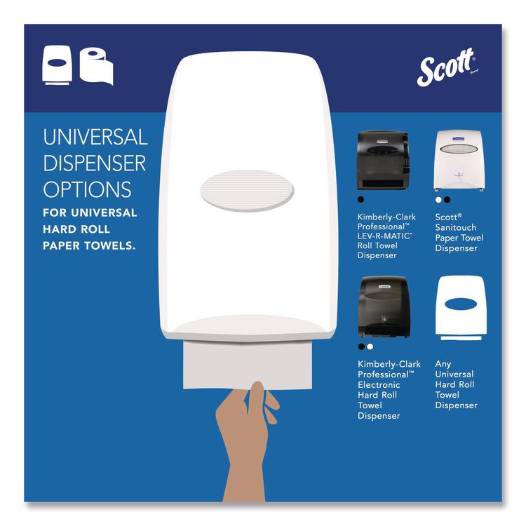 Essential High Capacity Hard Roll Towels for Business, Absorbency Pockets, 1-Ply, 8" x 950 ft, 1.75" Core, White, 6 Rolls/CT